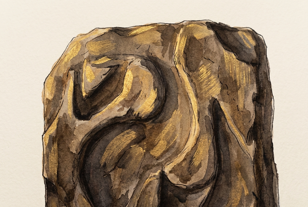 Watercolor of a classical facade in warm afternoon light.