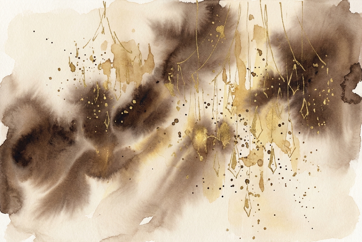 Watercolor of a chandelier casting warm light over an intimate dining table.