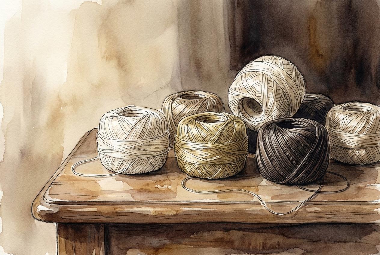 Watercolor of a haute couture atelier with bolts of fabric and a dressmaker's form.